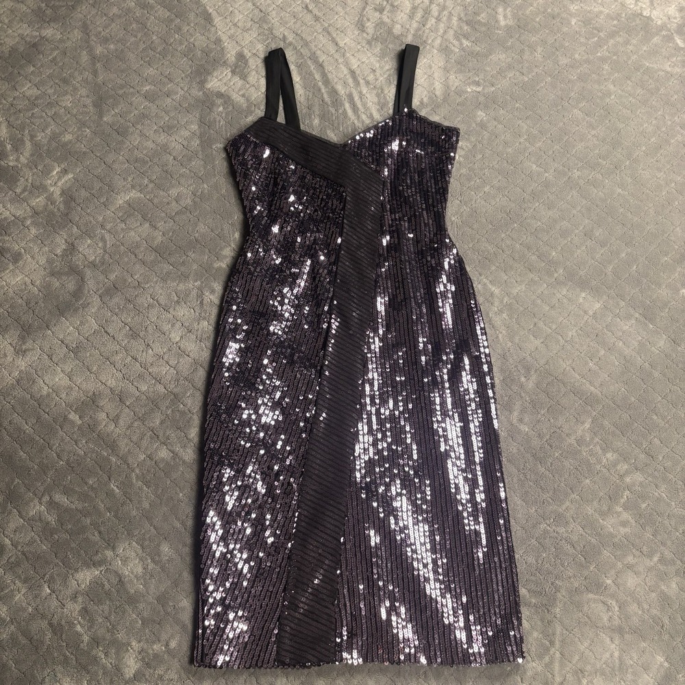 Parker Black Women's Sequin Party Dress Metal Lilac Size 2 NWT